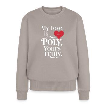 Polyamoröse Gemeinschaft Polyamorous Parenting - Frauen Premium Bio Pullover - Taupe - Vorne - Julia (174cm)