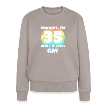 Funny Gay Pride - 35th Birthday 35 BDay Lesbian - Women's Premium Organic Jumper - taupe - Front - Julia (174cm)