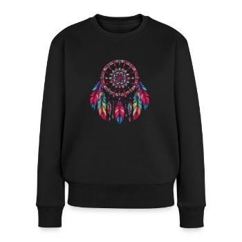 Amerikanische Ureinwohner Indigener Traumfänger - Frauen Premium Bio Pullover - Schwarz - Vorne - Julia (174cm)