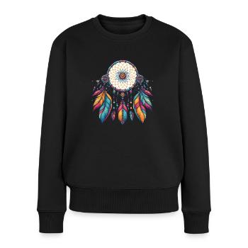 Amerikanische Ureinwohner Indigener Traumfänger - Frauen Premium Bio Pullover - Schwarz - Vorne - Julia (174cm)