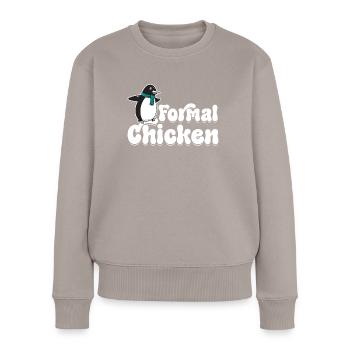 Funny Meme Penguin Lover Formal Chicken Illust - Women's Premium Organic Jumper - taupe - Front - Julia (174cm)
