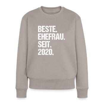 Meilleure épouse de la Saint-Valentin depuis 2020 - Pull Premium bio Femme - taupe - Devant - Julia (174cm)