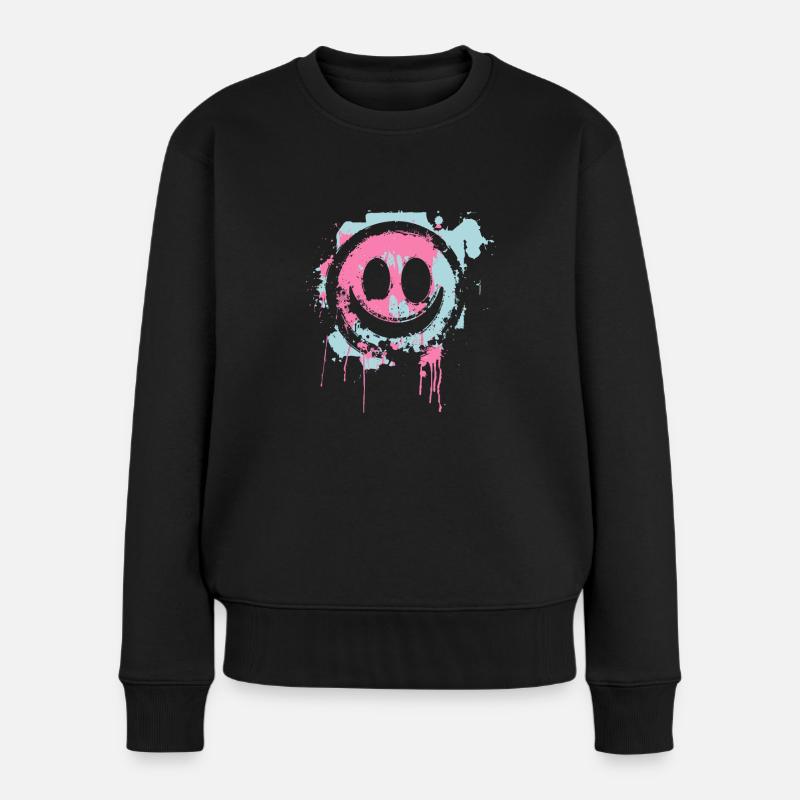 Graffiti Smiley Face - Urban Street Art - Frauen Premium Bio Pullover - Schwarz