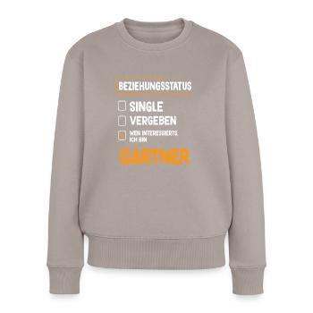 Gärtner Beziehungsstatus - Frauen Premium Bio Pullover - Taupe - Vorne - Julia (174cm)