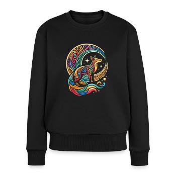 Lune tribale du renard - Pull Premium bio Femme - noir - Devant - Julia (174cm)