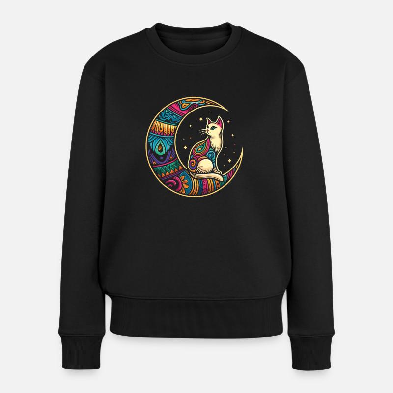 Chat Tribal Lune - Pull Premium bio Femme - noir
