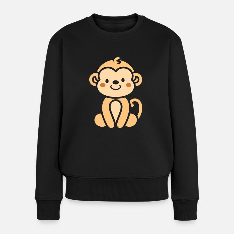 Affe - Frauen Premium Bio Pullover - Schwarz