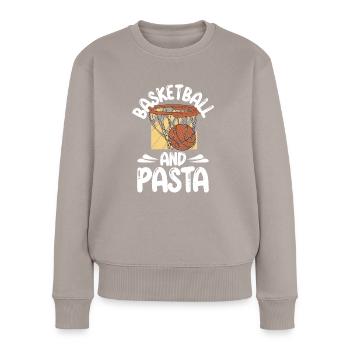 Cadeaux pour les amateurs de pâtes - Pull Premium bio Femme - taupe - Devant - Julia (174cm)