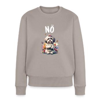 Drôle de dicton havanais non pour les amoureux des chiens - Pull Premium bio Femme - taupe - Devant - Julia (174cm)