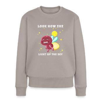 Regardez comment elle illumine le ciel mème Firefly magique - Pull Premium bio Femme - taupe - Devant - Julia (174cm)