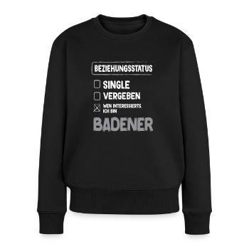 Badener Beziehungsstatus Badener Baden - Frauen Premium Bio Pullover - Schwarz - Vorne - Julia (174cm)