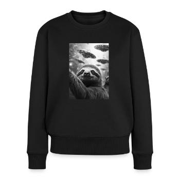 OVNI Selfie paresseux - Pull Premium bio Femme - noir - Devant - Julia (174cm)