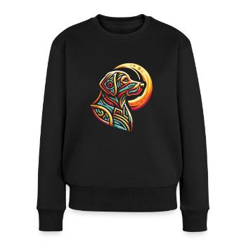 Labrador Moon Phases - Frauen Premium Bio Pullover - Schwarz - Vorne - Julia (174cm)