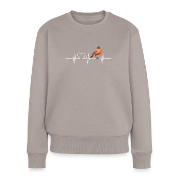 Robin Rotkehlchen - Frauen Premium Bio Pullover - Taupe - Vorne - Julia (174cm)