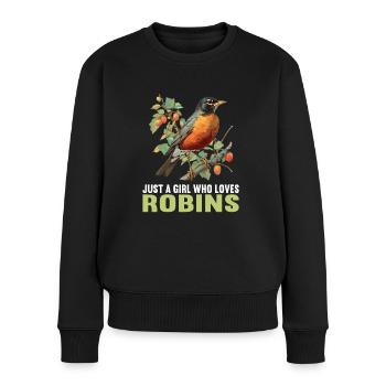 Robin Rotkehlchen - Frauen Premium Bio Pullover - Schwarz - Vorne - Julia (174cm)