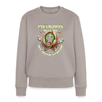 Allergie à la pistache - Pull Premium bio Femme - taupe - Devant - Julia (174cm)