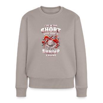 Allergie aux crevettes - Pull Premium bio Femme - taupe - Devant - Julia (174cm)
