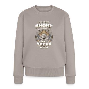 Allergie aux fruits en gélules - Pull Premium bio Femme - taupe - Devant - Julia (174cm)