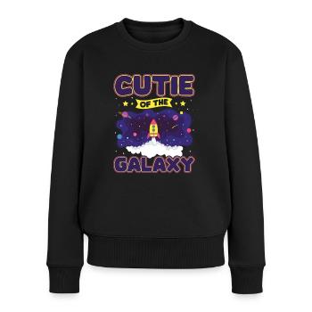 Galaktisch Süß: "Cutie of the Galaxy Mädchen, Girl - Frauen Premium Bio Pullover - Schwarz - Vorne - Julia (174cm)
