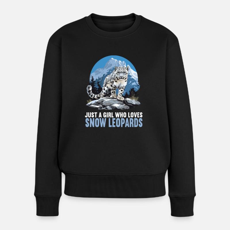 Snow Leopard Schneeleoparden Schneeleopard - Frauen Premium Bio Pullover - Schwarz