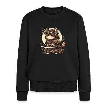 Japonais Samouraï Cat Warrior Retro Ninja - Pull Premium bio Femme - noir - Devant - Julia (174cm)