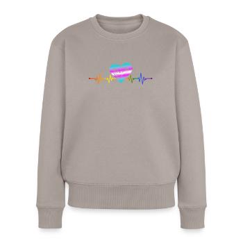 Gender Lesben, Schwule, Trans, Queer Regenbogen - Frauen Premium Bio Pullover - Taupe - Vorne - Julia (174cm)
