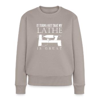 Lathe Woodturning Wood Turner Carpenter - Women's Premium Organic Jumper - taupe - Front - Julia (174cm)