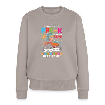 Nursery Gift Dinosaur Dino Skateboard - Women's Premium Organic Jumper - taupe - Front - Julia (174cm)