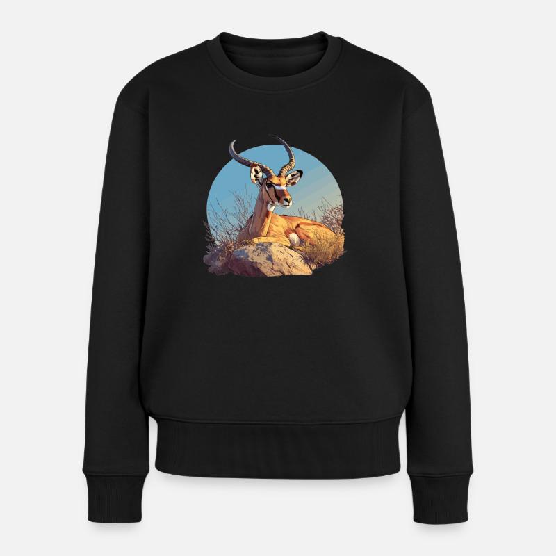 Antelope Antilopen Antilope - Frauen Premium Bio Pullover - Schwarz