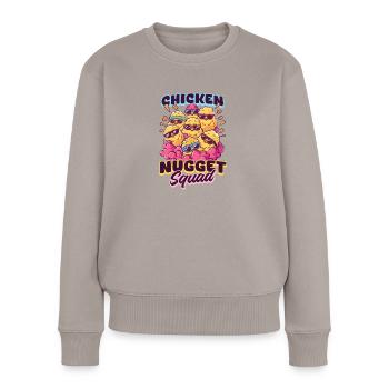 Pépite de poulet Escouade de pépites de poulet - Pull Premium bio Femme - taupe - Devant - Julia (174cm)