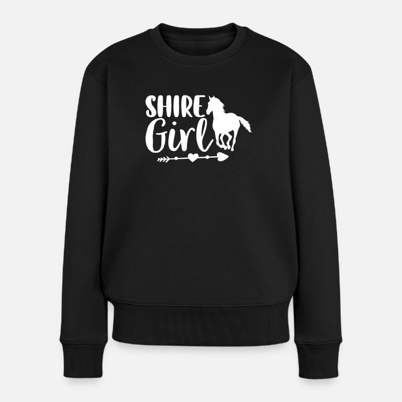 Shire Girl Pferde Pferdeliebhaber Pferde Mädchen R - Frauen Premium Bio Pullover - Schwarz