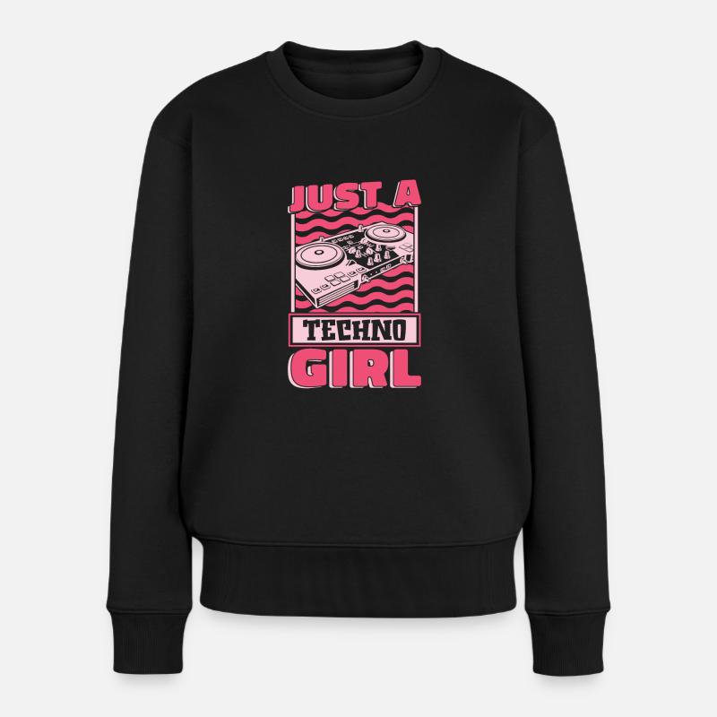 Techno Raver Juste une Techno Girl - Pull Premium bio Femme - noir