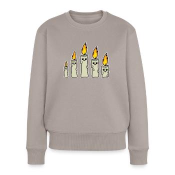 Bougie Bougies Bougies - Pull Premium bio Femme - taupe - Devant - Julia (174cm)