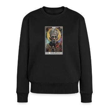 Tarotkarte The Hierophant Der Hierophant - Frauen Premium Bio Pullover - Schwarz - Vorne - Julia (174cm)