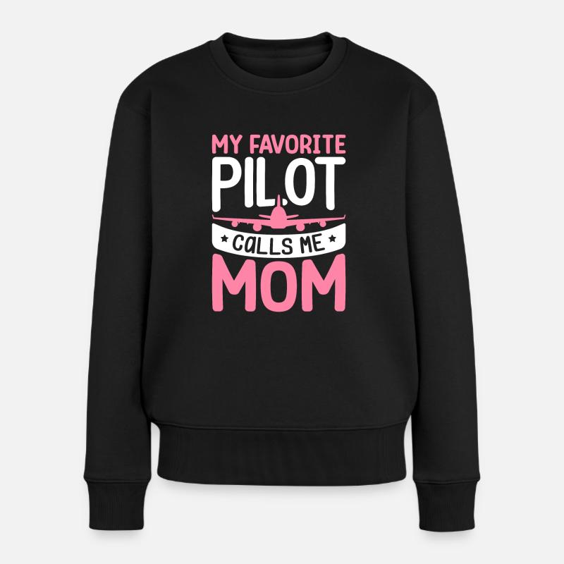 Flugzeug Pilot Luftfahrt Mein Lieblingspilot nennt - Frauen Premium Bio Pullover - Schwarz