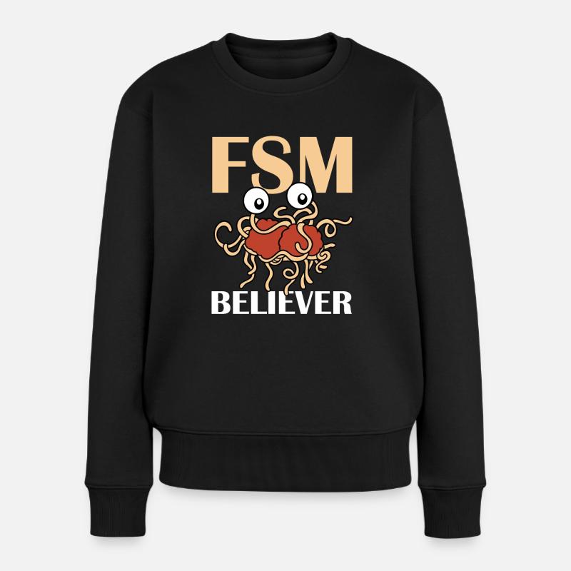 Fliegendes Spaghettimonster FSM - Frauen Premium Bio Pullover - Schwarz