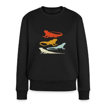 Iguanische Reptilienliebhaber Herpetologe - Frauen Premium Bio Pullover - Schwarz - Vorne - Julia (174cm)