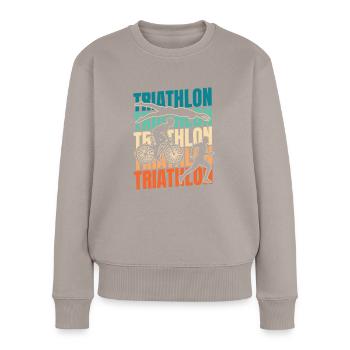 Triathlon Triathlet - Frauen Premium Bio Pullover - Taupe - Vorne - Julia (174cm)