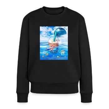 Frutiger Aero Aesthetic Tech Bubble Tea Boba Milkt - Pull Premium bio Femme - noir - Devant - Julia (174cm)