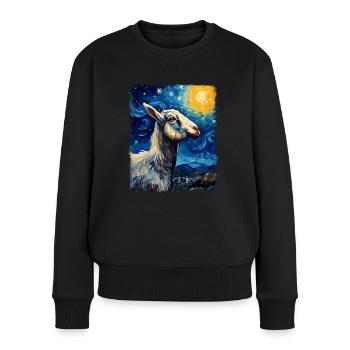 Ziege Bauernhof Tier Landwirt Sternennacht Malerei - Frauen Premium Bio Pullover - Schwarz - Vorne - Julia (174cm)