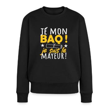 Idée Réussite Bac J'ai Mon Bac Humour Baccalauréat - Pull Premium bio Femme - noir - Devant - Julia (174cm)
