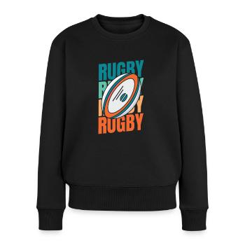 Rugby - Frauen Premium Bio Pullover - Schwarz - Vorne - Julia (174cm)