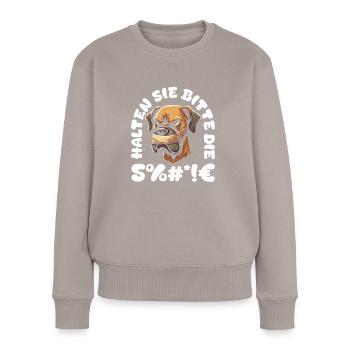 Great Dane, please keep your mouth shut - Women's Premium Organic Jumper - taupe - Front - Julia (174cm)