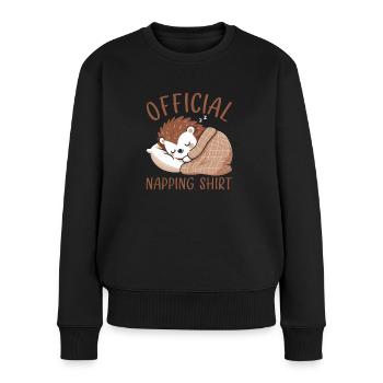 Offizieller Schlafhaus Hedgehog PJ Sleeping - Frauen Premium Bio Pullover - Schwarz - Vorne - Julia (174cm)