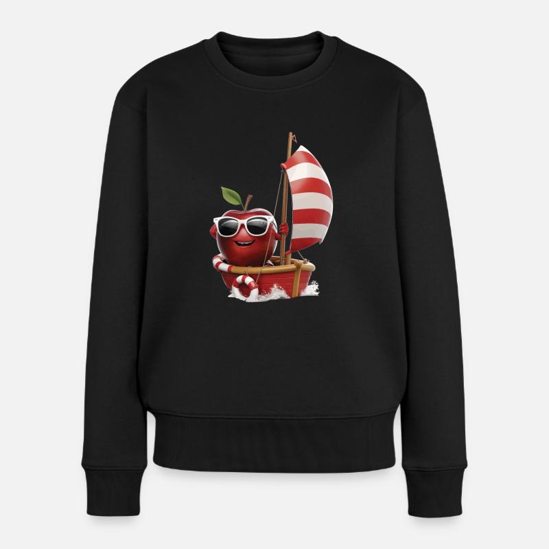 Obst Apfel Bootfahren Geschenk - Frauen Premium Bio Pullover - Schwarz