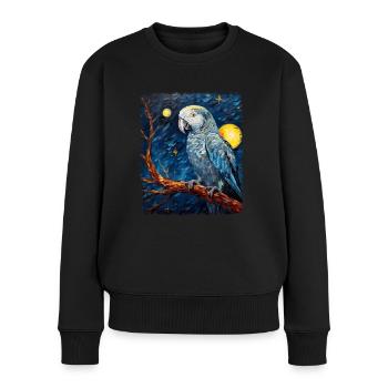 Africain Africain Perroquet Gris Oiseau Nuit Étoilée Peinture - Pull Premium bio Femme - noir - Devant - Julia (174cm)