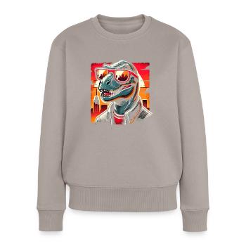 Rizzler Kultur Mit Dinosaurier Kunst Und T-Rex - Frauen Premium Bio Pullover - Taupe - Vorne - Julia (174cm)