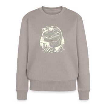 Rizzler Kultur Mit Dinosaurier Kunst Und T-Rex - Frauen Premium Bio Pullover - Taupe - Vorne - Julia (174cm)