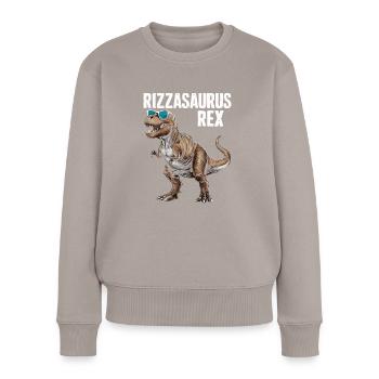Rizzler Kultur Mit Dinosaurier Kunst Und T-Rex - Frauen Premium Bio Pullover - Taupe - Vorne - Julia (174cm)