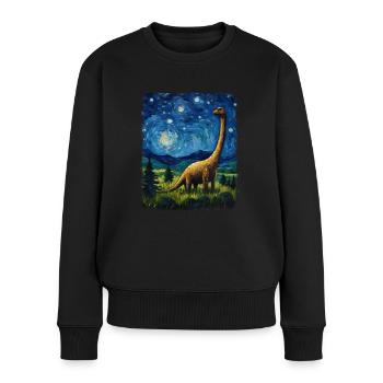 Brontosaurus Dinosaurier Sternennacht Gemälde - Frauen Premium Bio Pullover - Schwarz - Vorne - Julia (174cm)